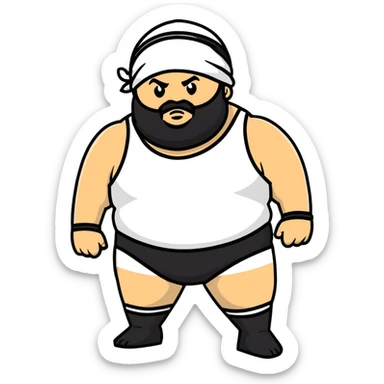 White skin fat guy with black durag and black beard in wrestling singlet sticker
