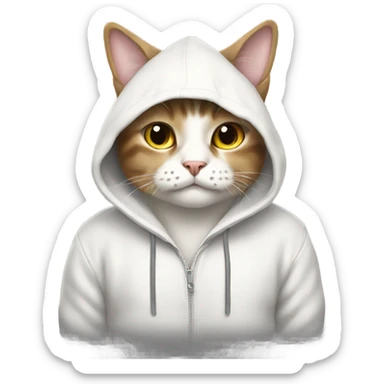 Cat wearing a hoodie that says milk me sticker