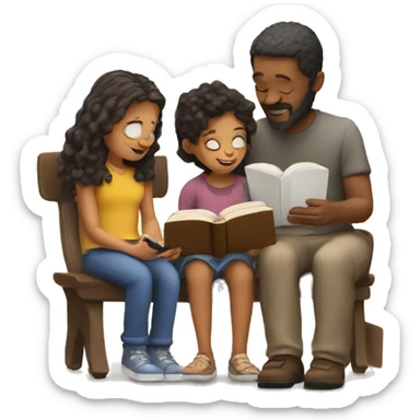 Two adult best friends doing Bible study with their kids  sticker