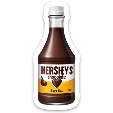 vibrant Hershey's chocolate syrup bottle, simple, clear sticker