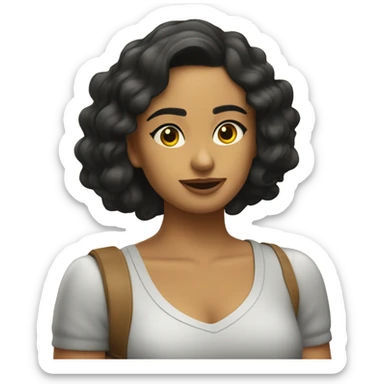 chica morena con ondas  sticker