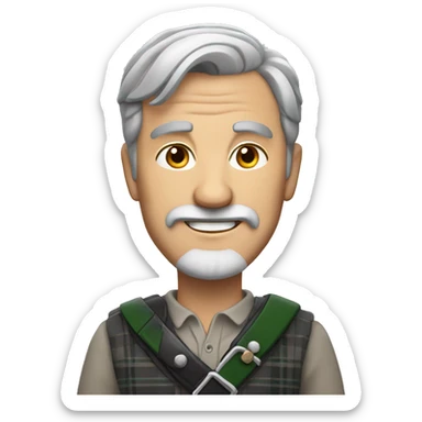 grey haired man, in a kilt , grey beard. smiling hard sticker