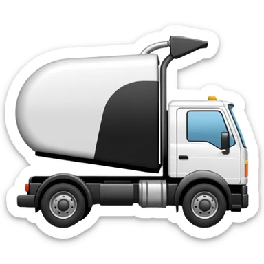 Camión volquete en 2d, en blanco y negro y descargando la carga sticker