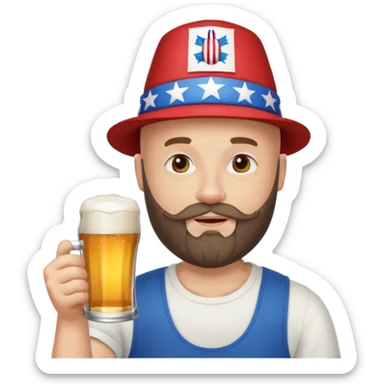 Bald man with beard celebrating the Fourth of July sticker