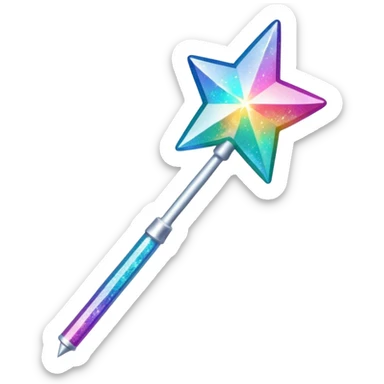 shiny and sparkly glitter magic wand with a star tip sticker