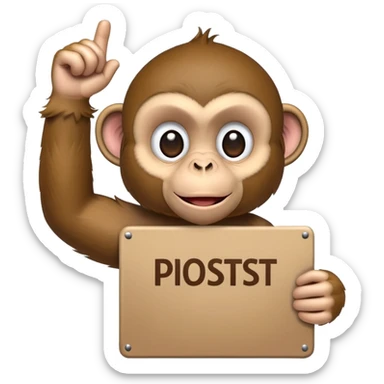 A monkey holding a protest sign sticker