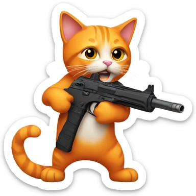 Orange cat with gun sticker