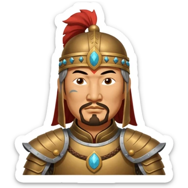 Genghis Khan in armor in 3/4 position sticker