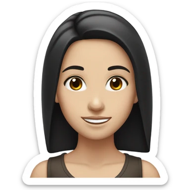 White girl with hair Black and Dark brow eyes smiling sticker