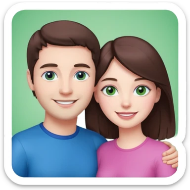 pink polaroid photo of a couple thats white with brunette hair blue and green eyes sticker