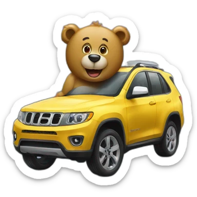 bear at car wash station like a clown sticker