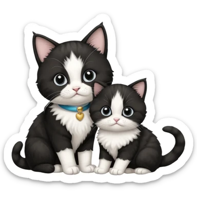 Scottish Tuxedo cat with a baby Scottish Tuxedo cat sticker