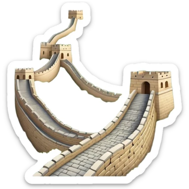 Great Wall of China, winding along mountain ridge, iconic stone structure, emoji style sticker