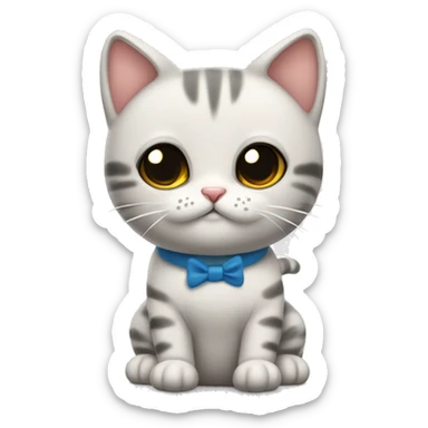 gatito bebé con lazo en una ojera  sticker