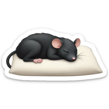 sleeping unhappy black rat laying on back sticker