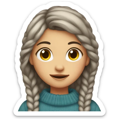 girl in sweater with cat sticker