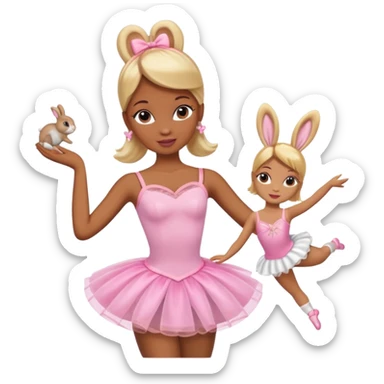 Brown skin blonde hair barbie ballerina with bunny  sticker