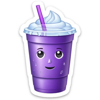 Make a styrofoam cup but 2 in one cup with a purple drink and ice in it sticker
