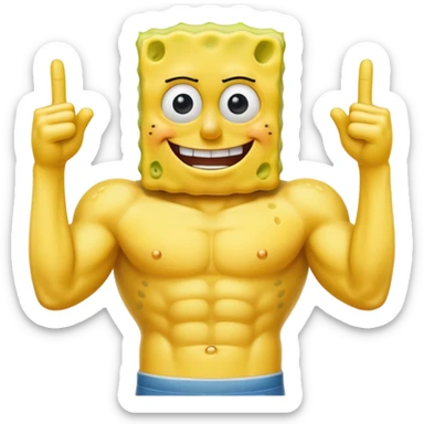Make buff SpongeBob sticker