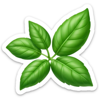 Fresh green basil herb leaf sticker