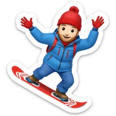 big round super harry guy snowbording down mountain haryyer sticker