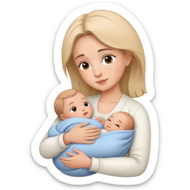 Mother cradling and nursing infant, caring pose sticker
