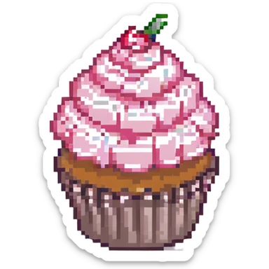 A cupcake with pink icing sticker