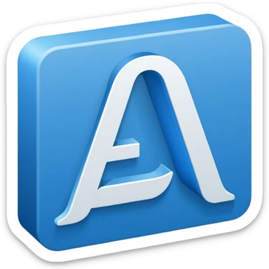 The image is a blue icon with the letter "A" in the center. The letter is in a bold, sans-serif font and is slightly tilted to the right. Below the letter, there is a smaller text that reads "10.9". The background is white and the icon is simple and minimalistic. sticker
