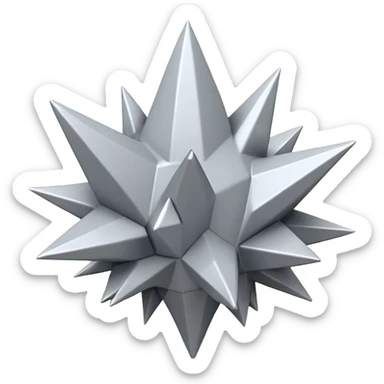 "iOS-style 3D emoji: single irregular jagged spike cluster in light gray and white, sharp edges, subtle glossy reflections, dynamic angles suggesting sudden impact; no circles, no faces, no text, abstract only sticker