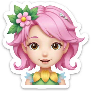 cute pastel fairy girl flower head decoration wink sticker