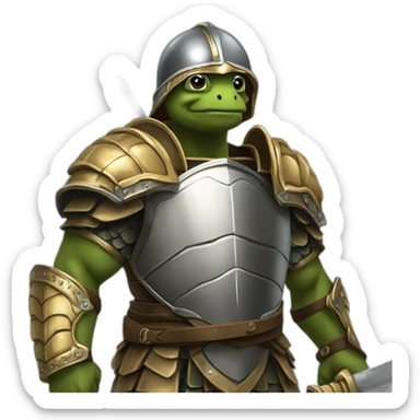 Franklin la tortue portant un casque romain et une armure romaine tenant un glaive sticker