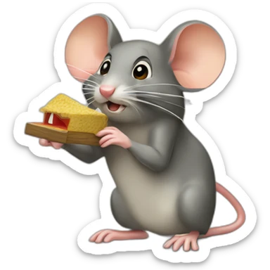 a mouse captured by a mouse trap sticker
