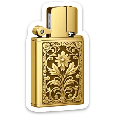 Vintage gold lighter from the Lighter and Princess drama, cinematic lighting, hyper-realistic sticker