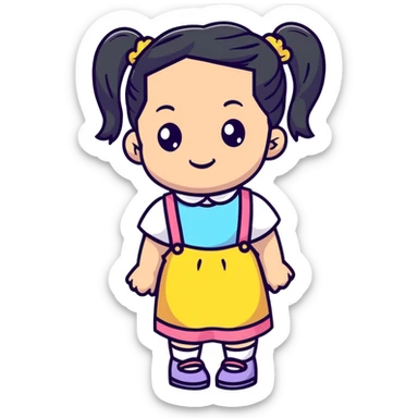 cute cartoon girl with pigtails sticker