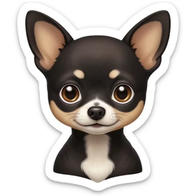 Very Dark black Chihuahua with white markings On the neck sticker