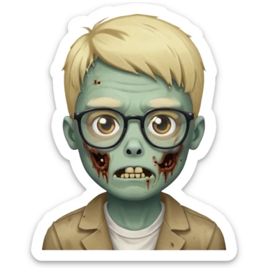Zombie boy blonde with glasses pfp sticker