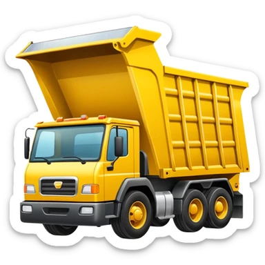 Draw a yellow dump truck with an open bed sticker