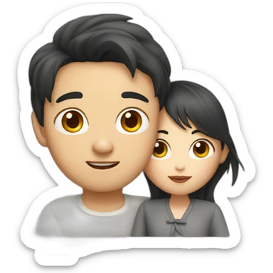 asian girl with big asian boy sticker