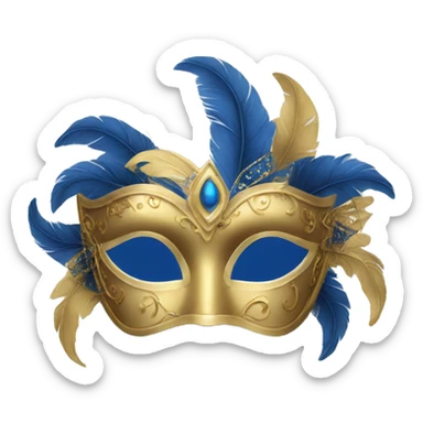 blue and gold masquerade mask sticker