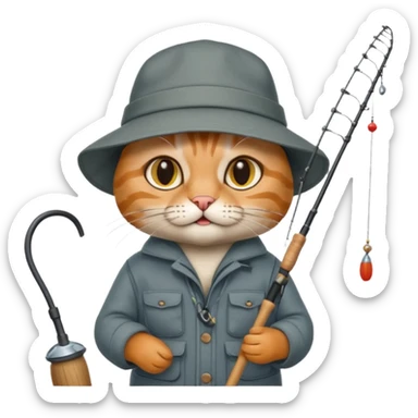cat fisherman sticker