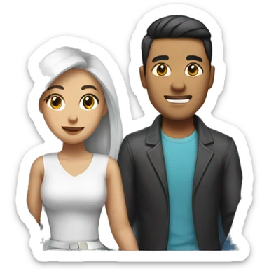 A half white half Asian couple on a plane sticker