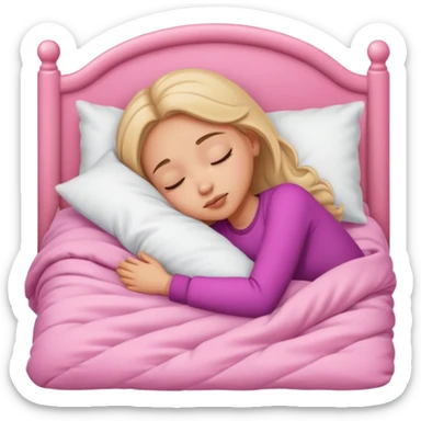 Garota dormindo, cama pink sticker