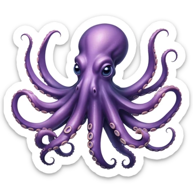 Cinematic Noble Octopus Portrait Emoji, Poised and enigmatic, with a fluid, amorphous body of iridescent, softly tinted skin and eight gracefully undulating arms adorned with delicate suckers, deep, observant eyes reflecting the mysteries of the deep, Simplified yet sharp and sophisticated features, highly detailed, glowing with a soft, oceanic luminescence, high shine, intelligent and mysterious, stylized with an air of deep-sea elegance, focused and fluid, soft glowing outline, capturing the essence of a watchful marine guardian that appears ready to drift out of the screen with effortless authority! sticker