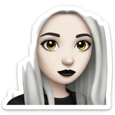 pale skin goth girl black hair sticker
