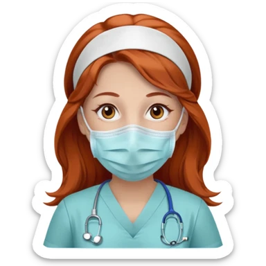 nurse with long brown/red hair with brown eyes sticker
