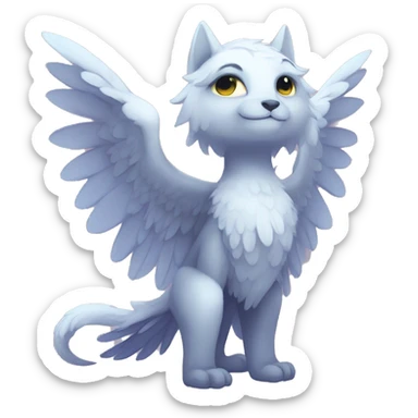 Anthro shy cute winged animal hybrid full body sticker