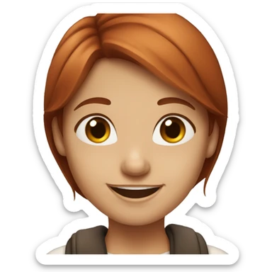 Red brown hair girl smiling  sticker