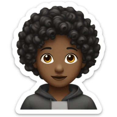 A young black child with small black hair that is curly and a gradient sticker
