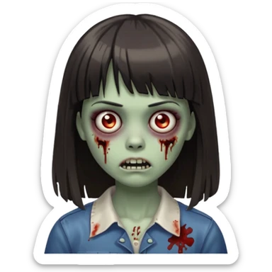 me faça uma garota zumbi de franja com cabelo médio liso sticker