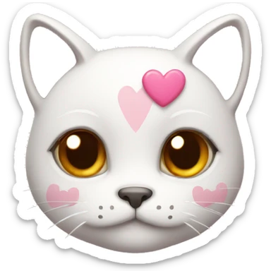 Cute cat with pinks hearts  sticker